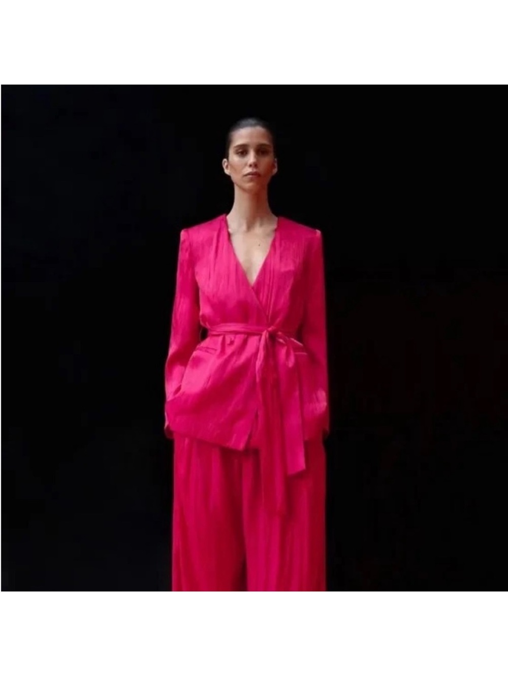 Zara Fuchsia Wrap Blazer with Tie Waist